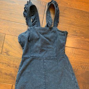 Black denim romper